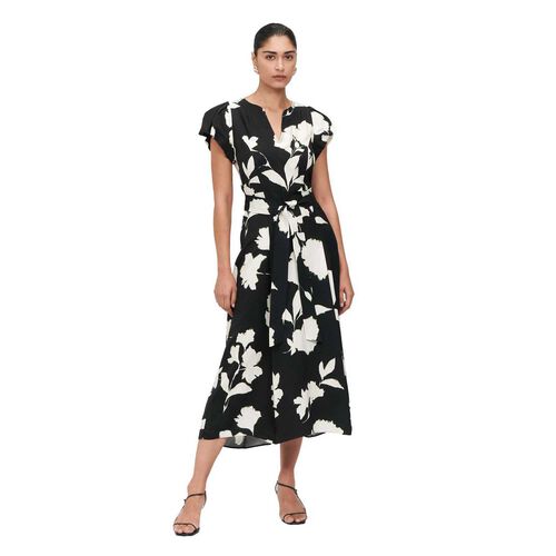 Veronika Maine Monochrome Opaline Bubble Sleeve Dress